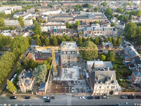 Vidéo d'un suivi de chantier par drone du nouvel EHPAD à Arras pour CATHELAIN en 4K